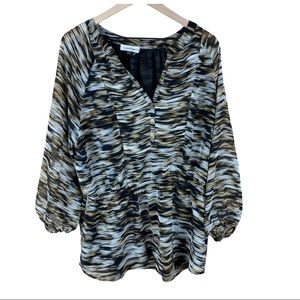 Calvin Klein Brown Black Sheer Tunic Top XL